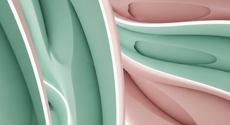 A vibrant abstract design featuring wavy lines and pastel colors in a modern compositionの写真素材