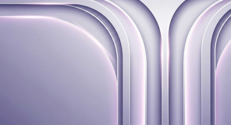 A modern abstract design featuring purple arches with a sleek and futuristic aestheticの写真素材