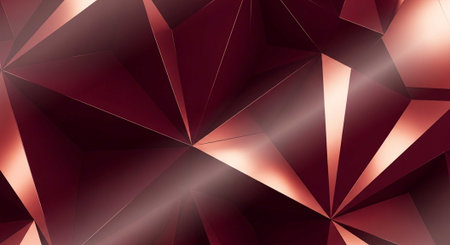 A vibrant abstract geometric pattern with sharp triangular shapes in deep red and pink huesの写真素材