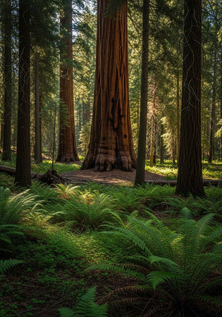 Sequoia National Park, California, USA. Giant Sequoias in Redwood Forest.の写真素材