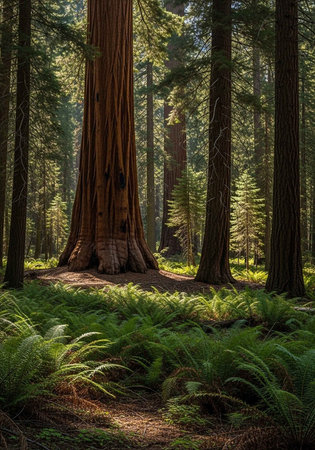 Redwood Forest in Sequoia National Park, California, USAの写真素材