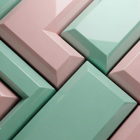 A close-up view of pastel-colored rectangular blocks arranged in a grid patternの写真素材