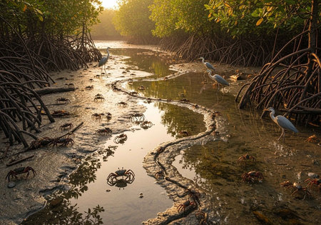 Mangrove forest in the morning light,Thailand.の写真素材