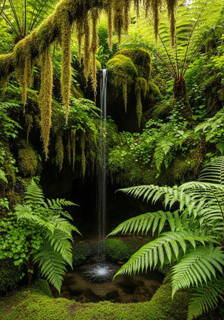 Ferns and ferns in the rainforest of New Zealandの写真素材