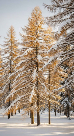 Trees covered with hoarfrost and snow in the winter forestの写真素材
