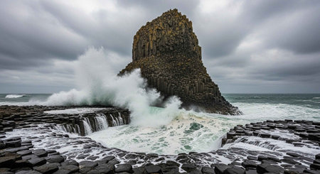 Panoramic view of Reynisfjara, Iceland.の写真素材
