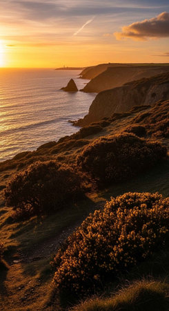 Sunset over Durdle Door, Durdle Door, Dorset, UKの写真素材