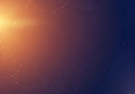 A vibrant and serene depiction of a starry night sky with constellations and a bright celestial bodyの写真素材