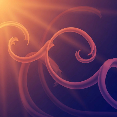 A vibrant abstract design with swirling patterns and a dramatic light effectの写真素材