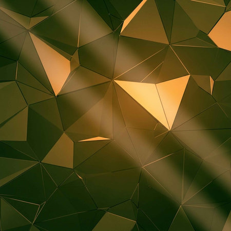 A close-up view of a modern geometric pattern with golden light shining throughの写真素材
