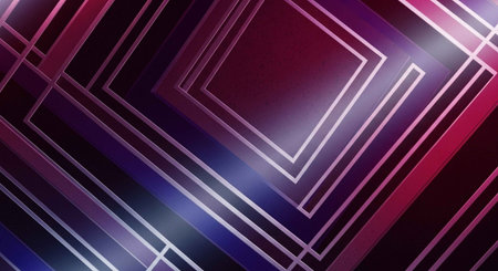 A vibrant abstract background with glowing geometric lines and shapes in shades of pink, purple, and blue.の写真素材