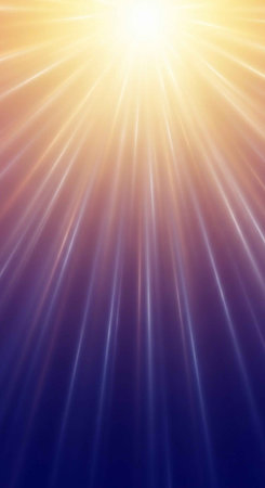 A vibrant sun shining brightly in a beautiful skyの写真素材