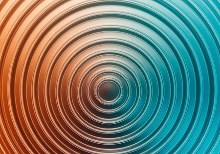 A mesmerizing spiral design featuring a gradient of blue and orange hues, creating a dynamic and captivating visual effect.の写真素材