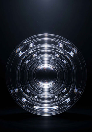 A stunning visual representation of concentric circles with bright lightの写真素材