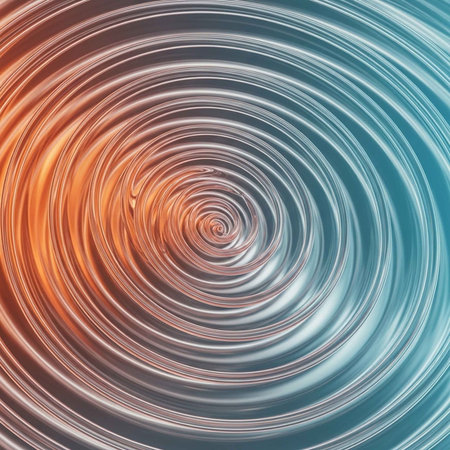 A vibrant abstract image of swirling colorful concentric circlesの写真素材