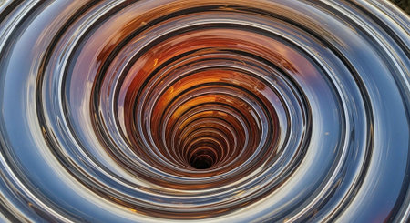 A mesmerizing abstract image of concentric circles in vibrant colorsの写真素材