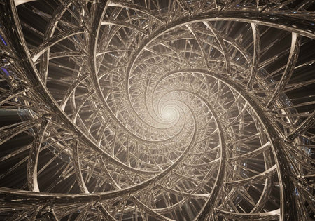 A stunning abstract image of a spiral design with metallic linesの写真素材