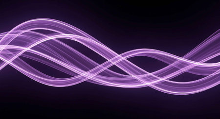 A vibrant purple light design against a dark backgroundの写真素材