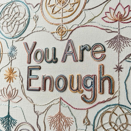 A motivational embroidered fabric with the phrase You Are Enoughの写真素材