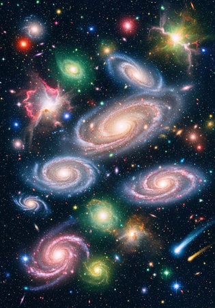 A stunning visual representation of multiple galaxies in the vast universe