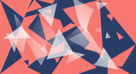 A vibrant abstract geometric pattern with triangles in pink and blue hues