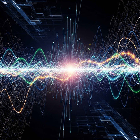 A vibrant digital illustration of glowing light waves and circuits in a futuristic cyberpunk...