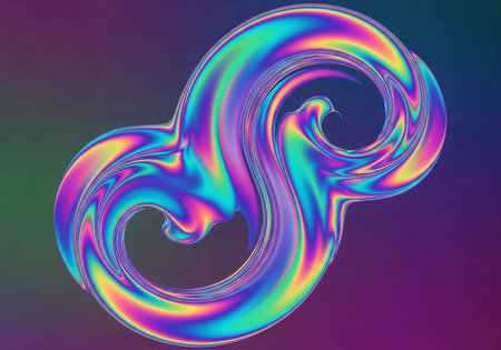 A vibrant and colorful abstract design with swirling patterns and hues of purple and blue