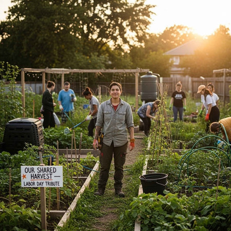 Portrait of a smiling male gardener standing in the garden with vegetables