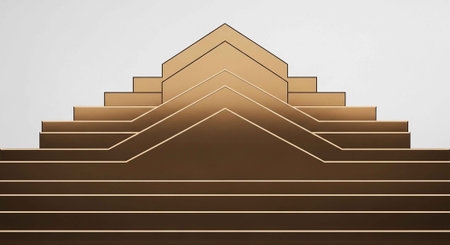 A gradient brown pyramid-shaped staircase design with clean lines and a minimalist aesthetic.