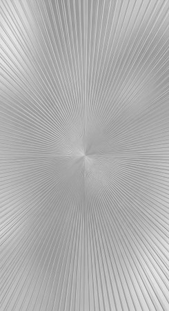 A high-contrast, black and white image featuring a radial pattern with symmetrical lines emanating...
