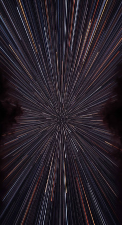 Dynamic image of light streaks radiating outward from a central point, creating a starburst effect...