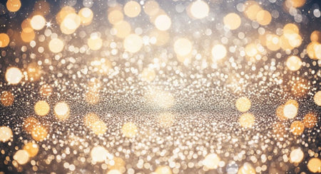 A vibrant and sparkling background with numerous golden lights and bokeh effects