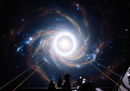 A stunning galaxy with vibrant colors and bright lights in deep spaceの写真素材