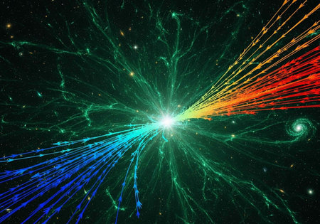 A vibrant and colorful abstract representation of energy and space in the universeの写真素材
