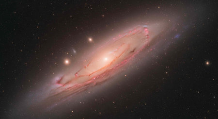 A stunning galaxy with vibrant colors and stars in the vastness of spaceの写真素材