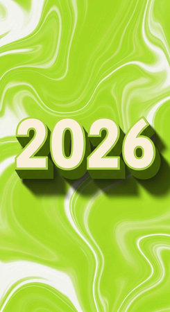 A vibrant green background with the year 2026 in bold, 3D text
