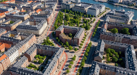 Aerial view of a vibrant city with a mix of old and modern architecture