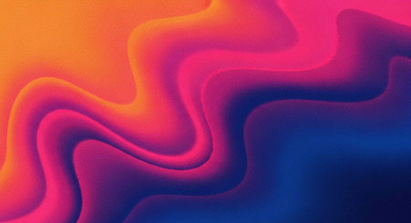 A vibrant abstract background with colorful wavy lines in orange, pink, and blue hues