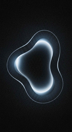 A glowing white shape with a dark background and a sense of depth
