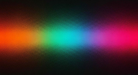 A vibrant rainbow colored light beam shining brightly in a dark background