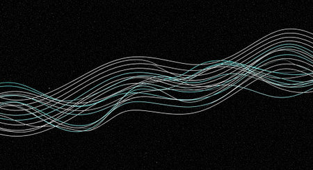 A mesmerizing digital artwork featuring glowing lines on a dark background