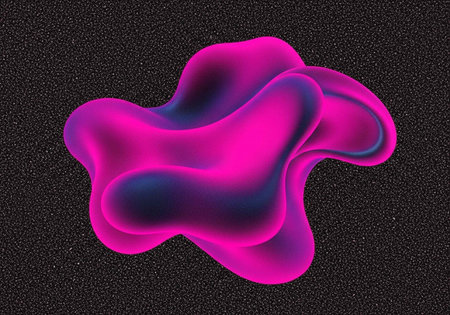 A vibrant pink abstract shape on a dark background with a textured surface