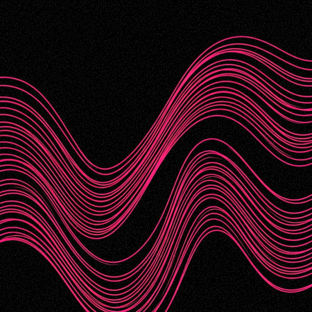 Multiple wavy pink lines on a black textured background, creating a dynamic visual effect