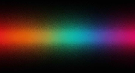 A multicolored rainbow gradient set against a dark background with a central spectrum of colors