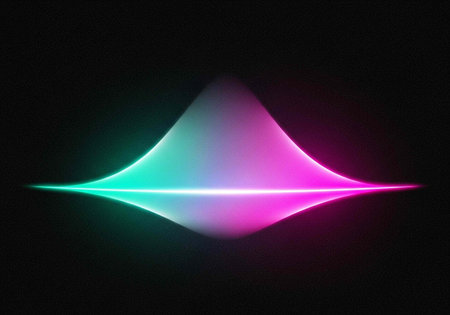 A glowing neon waveform with pink, green, and purple colors against a black backdrop