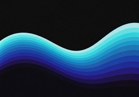 A wavy gradient of blue hues on a solid black background, creating a modern abstract visual effect