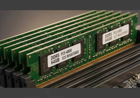 A close-up view of computer RAM modules with detailed labels and connectors
