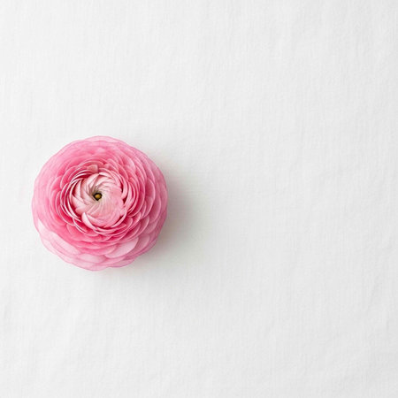 A beautiful pink flower on a white background with soft petals and delicate texture