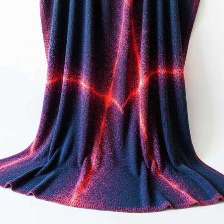 Dark blue fabric with bright red glowing lines and gradient effect