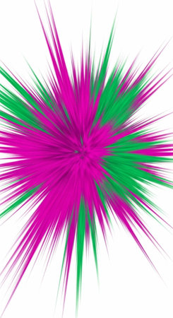 Colorful abstract art with pink and green lines radiating from center